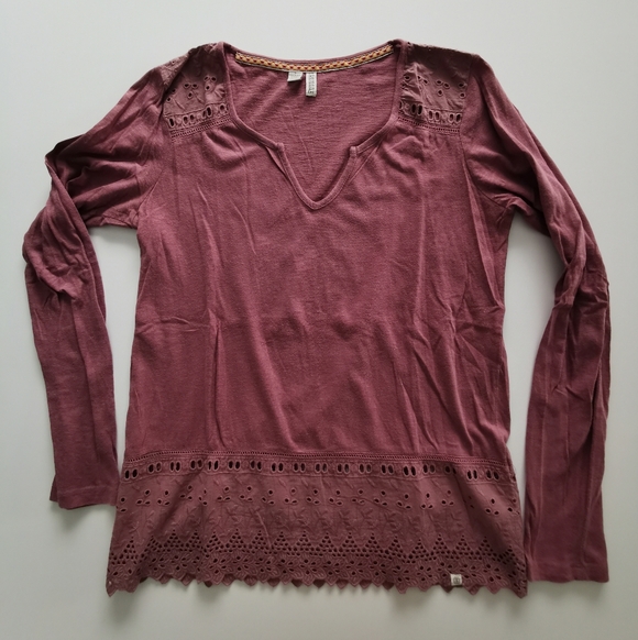 Element Tops - Element Long Sleeve Top Mauve With Lace Details